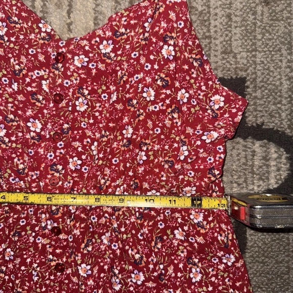 Justify Red Floral Sleeveless A-Line Dress Smocked Waist M - Picture 8 of 9